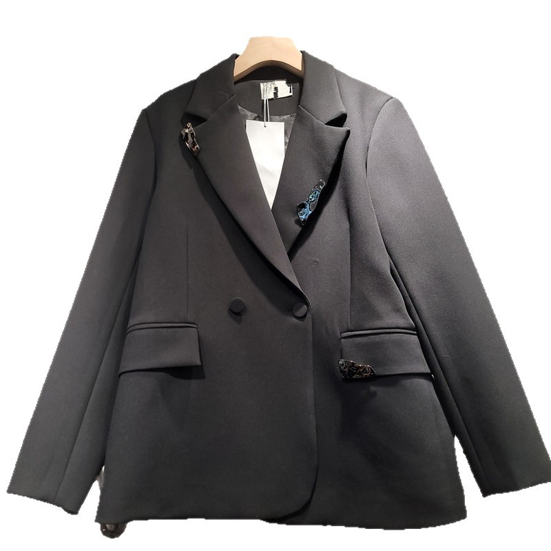 Saco de Vestir Holgado Casual para Mujer de Mezcla de Algodón y Poliéster Corte Holgado Cuello de Solapa