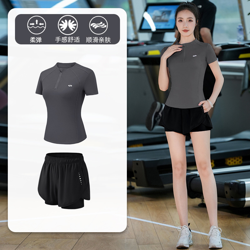 スポーツ上着女性夏速乾プロマラソン朝走スポーツスーツファッション半ファスナーネット赤トレーニング服|undefined
