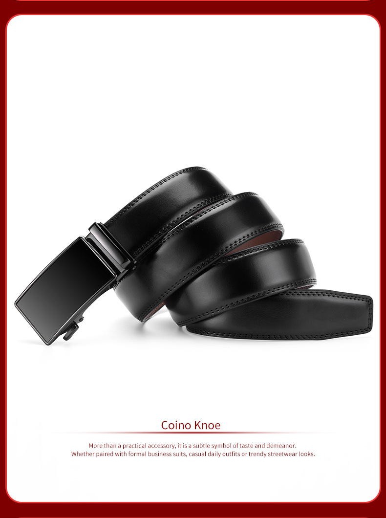 High-end Leather Belt Men's Waist Belt Automatic Buckle Genuine Leather Belt Casual Business Men's Trousers Belt Customizable LOGO Export Style