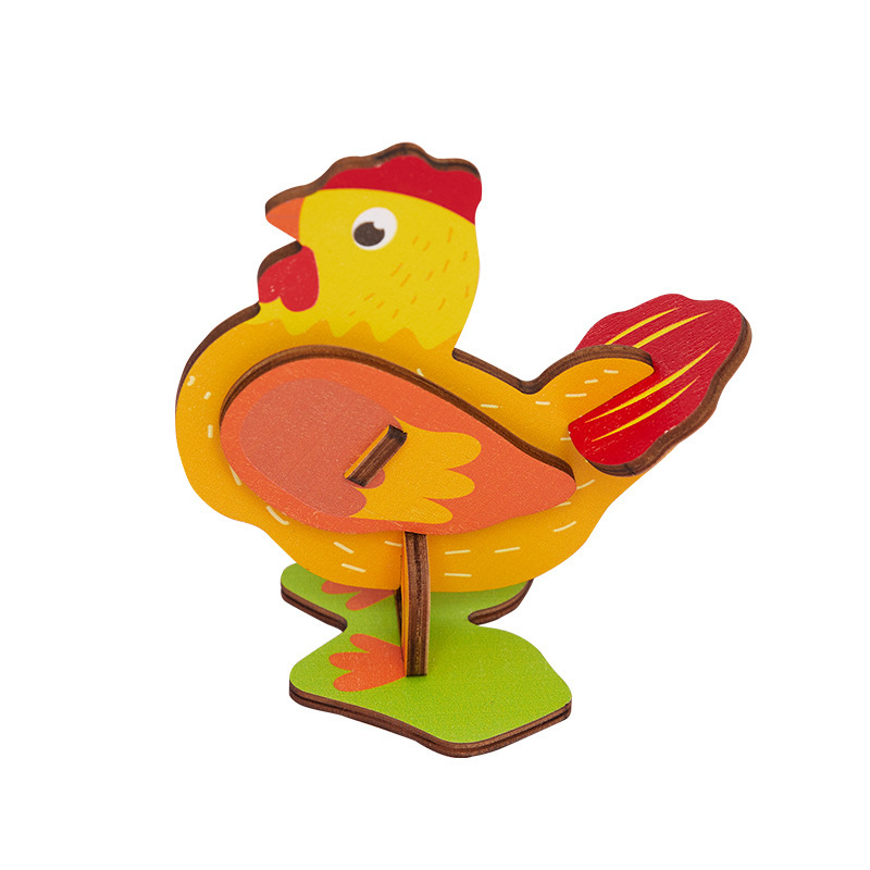 Venta al por mayor de madera 3D animal rompecabezas tridimensional bebé 2-3 años modelo animal educativo ensamblar bloques de construcción Juguetes