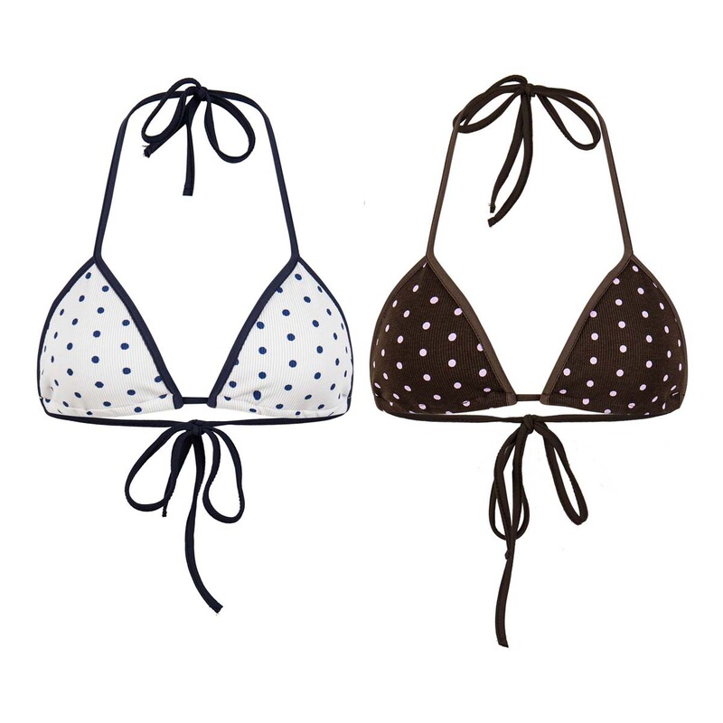 Unbdns European and American Sweet-Cool Hot Girl Vacation Style Beach Bikini with Contrasting Color Halter Straps and Sexy Polka Dot Bra for Women