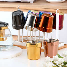 304不锈钢韩式杯双层金色水杯烤肉餐厅烧酒杯茶杯饮料杯餐饮杯子