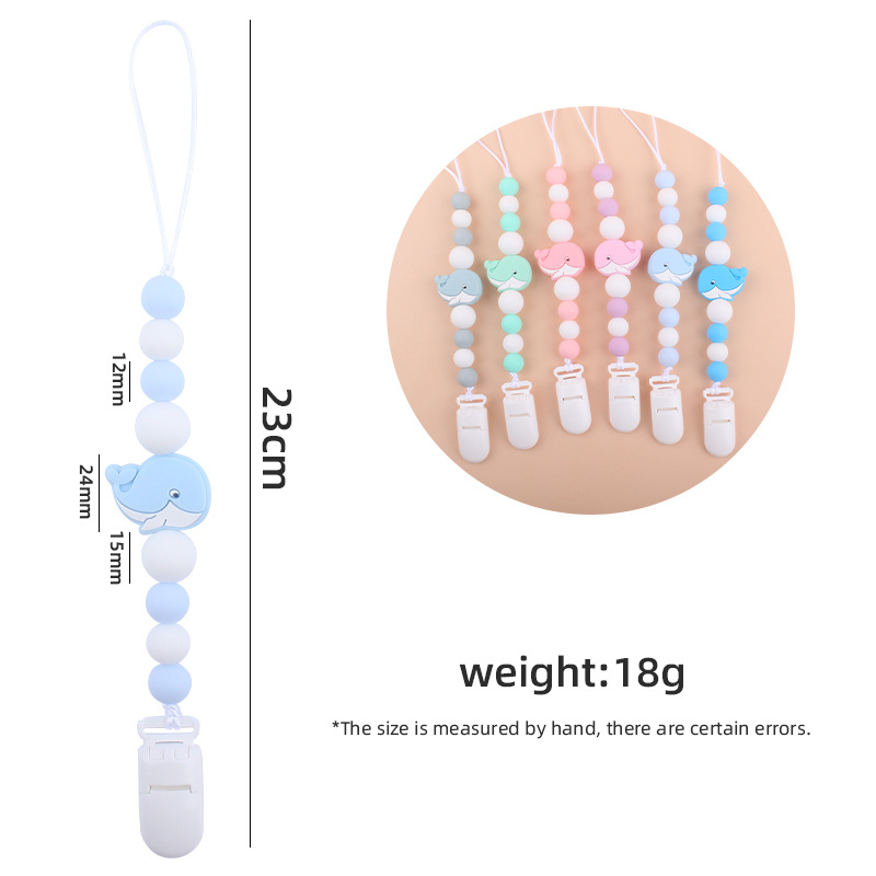 Bebés calmar la cadena de tetas creativas bebés dibujos animados animales ballenas de silicona mordida de dientes molares anti-caída cadena nueva
