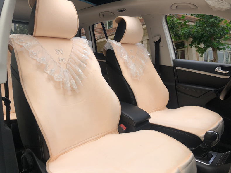 Korean Women's Lace New Car Seat Cushion Winter Plush Seat Cushion Short Plush Winter Fur Cushion Seat Cover
