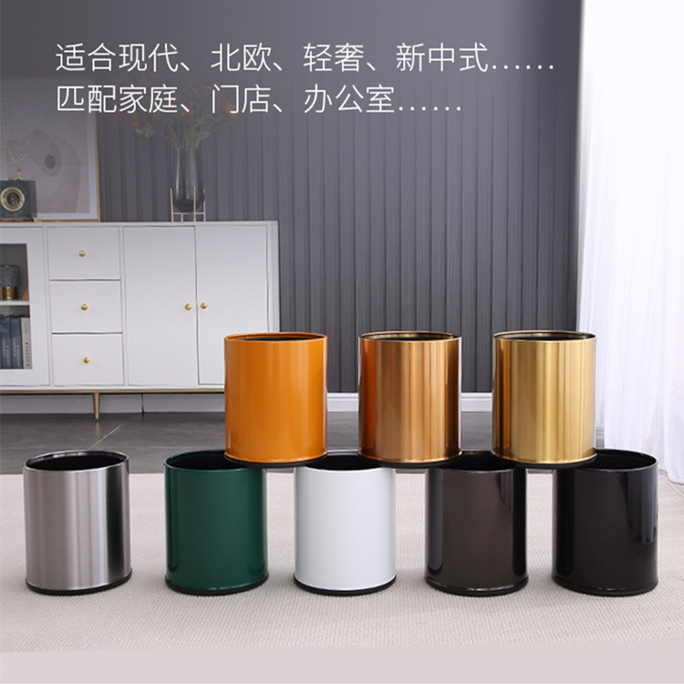 Botella de basura de acero inoxidable redonda sin tapa cocina comercial hotel centro comercial doble capa de clasificación ignífugo al aire libre se puede personalizar