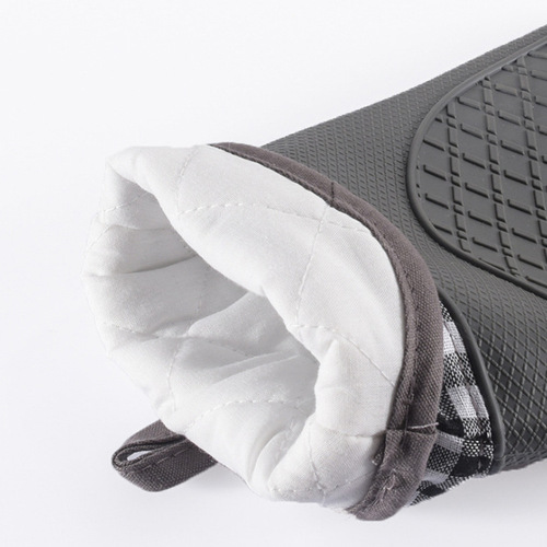 Thickened kitchen baking gloves, insulated placemats, anti-scalding microwave cloth gloves, two-finger deer pattern silicone barbecue gloves