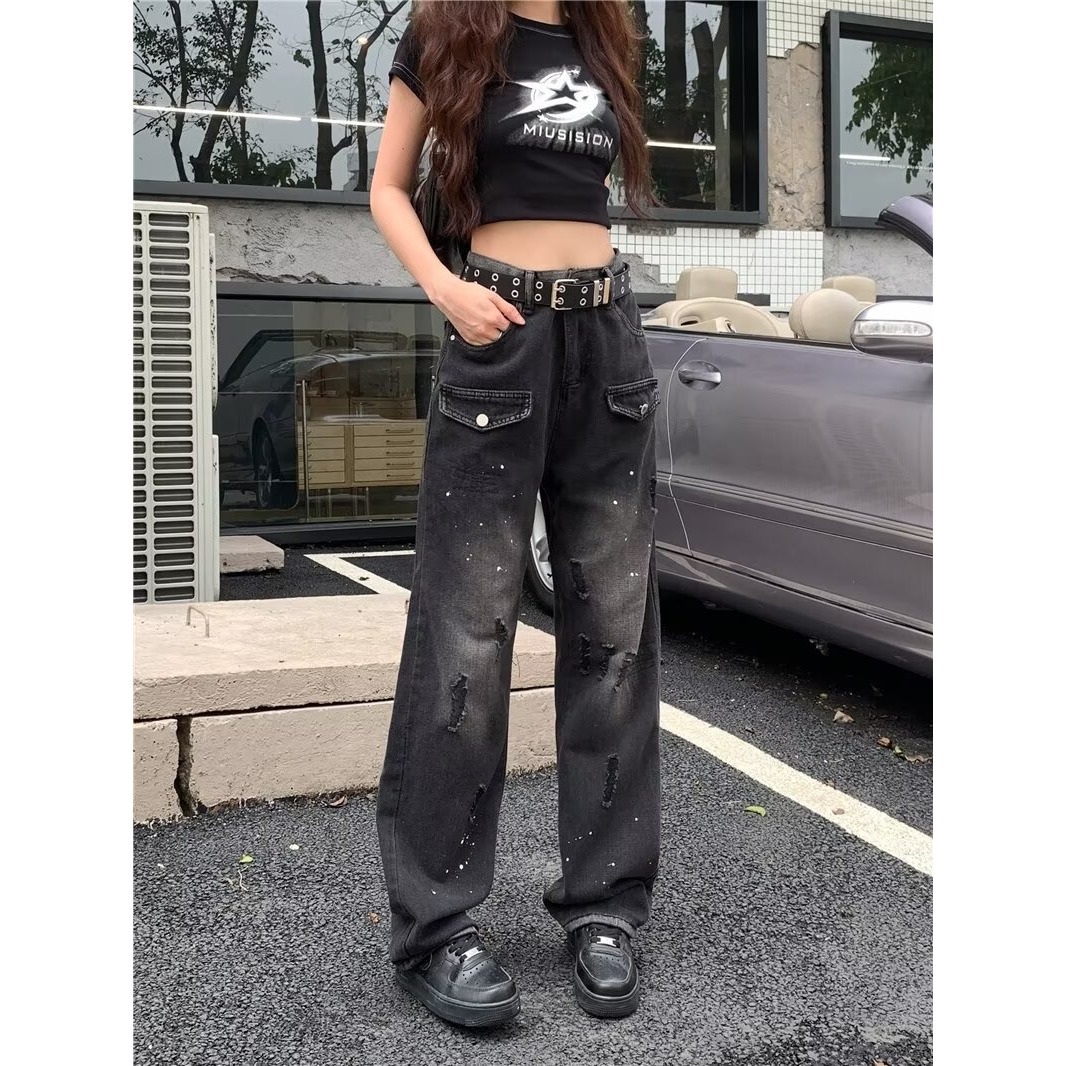 "Women's Denim Overalls - Classic Black Lumberjack Style, Relaxed Fit, Straight Leg, Comfortable & Stylish For Spring And Autumn_mkmklike.com