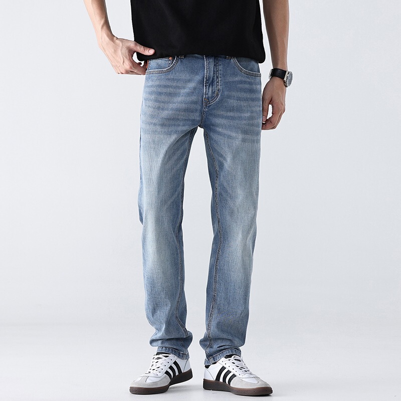 Daniu brand high-end men's jeans, new spring-summer classic light-luxury American-style slim-fit men's jeans