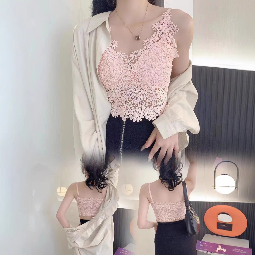 Lace Camisole Women's Outer Wearing Fashionable Inner Wearing New Style Hot Girl Top Design Niche Short Beautiful Back Tube Top