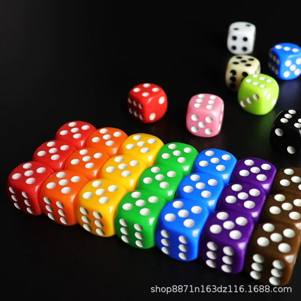 16mm color rounded acrylic dice ktv bar large points chess mahjong sieve Grain Wholesale