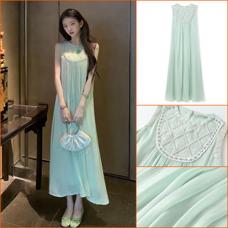 2026 Early Autumn New Round Neck Fashionable Vest-Style Dress Women's New Chinese Style Light Luxury Elegant Long Dress N8028 2026 Early Autumn New Round Neck Fashionable Vest-Style Dress Women's New Chinese Style Light Luxury Elegant Long Dress N8028