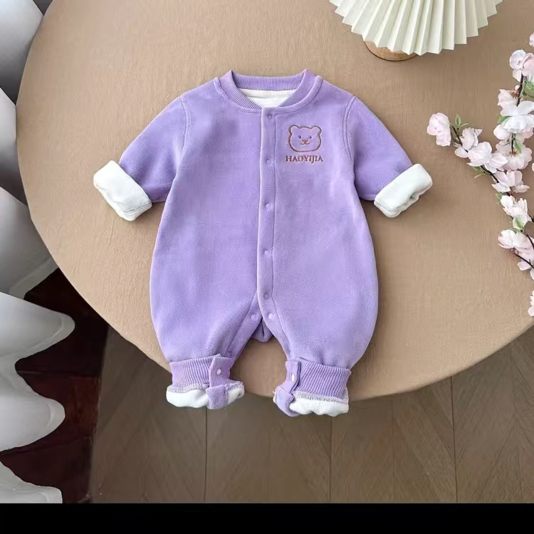 Mono cálido con mameluco más engrosamiento de terciopelo para hombres y mujeres pijamas de ropa a domicilio para bebés otoño e invierno para bebés