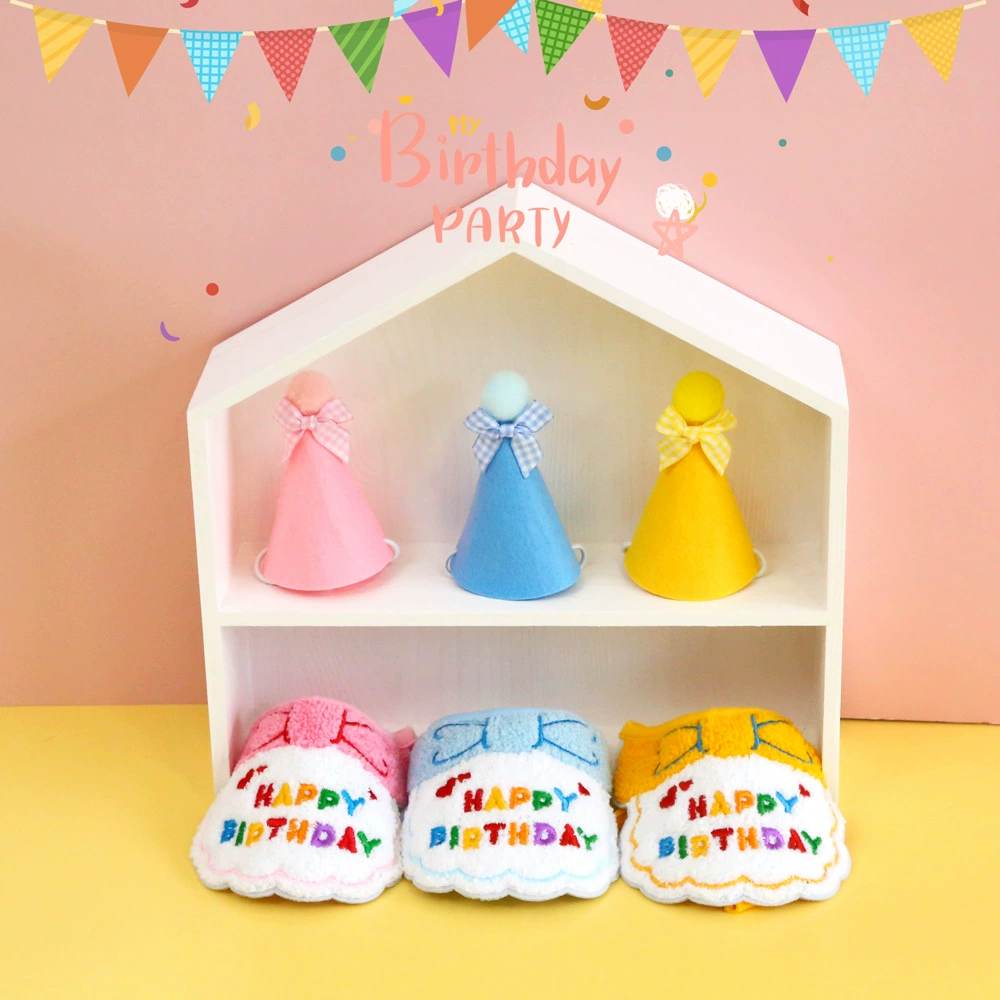 Домашнее животное день рождения вышитые INS стиль милый нагрудник воротник вертел полотенце бант Шляпа кошка собака вечерние аксессуары