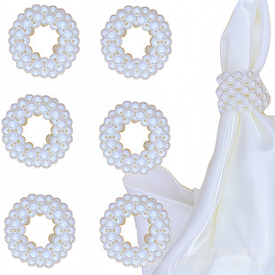 DIY Hand-Woven Pearl Home Napkin Ring Hotel Dining Table Tissue Holder Outdoor Gift Accessories Creative Design
