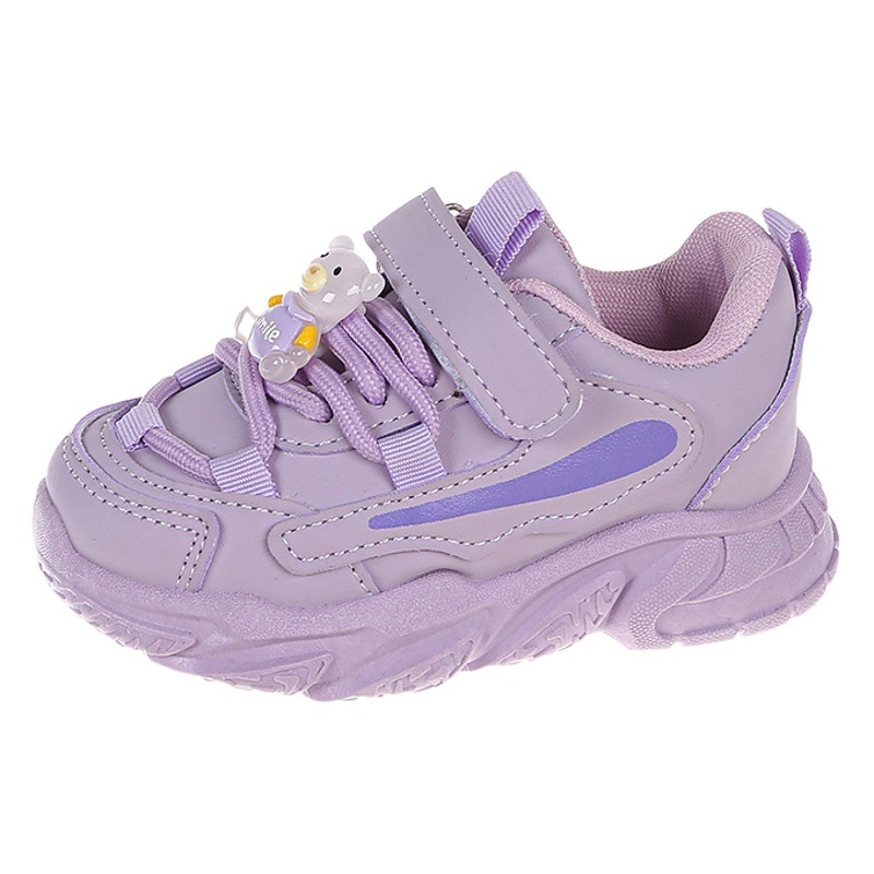 Zapatos de papá de las niñas 2023 otoño nuevo bebé Niño Zapatos de lana forrada cuero niño oso zapatilla de deporte al por mayor moda