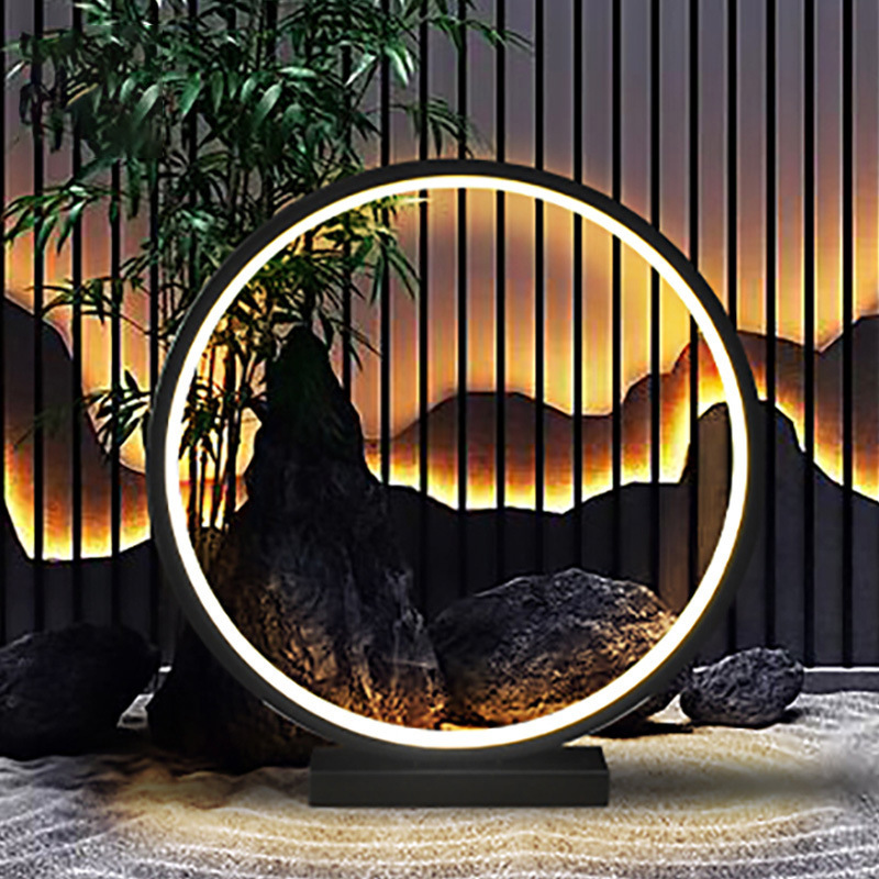 Circle Lawn Lamp, Outdoor Waterproof, Simple Circular Lawn Lamp, Villa Terrace Lamp, Hotel Bed and Breakfast Landscape Courtyard Lamp