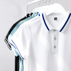 2022 New High Quality White Casual Men's Business POLO Shirt Solid Color Contrast Lapel Short Sleeve T-Shirt Wholesale