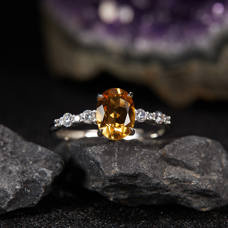 Bague designer pour femme en argent avec améthyste et citrine_voghion.com