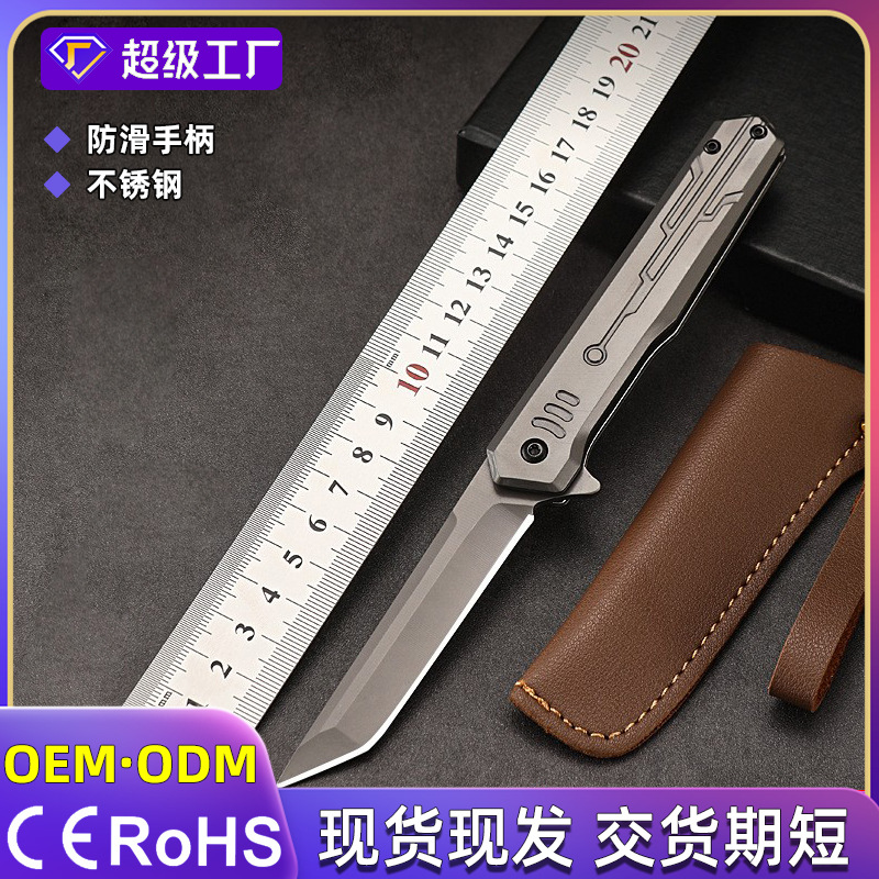 批发不锈钢防身刀户外折叠刀高硬度快开野营折刀m390随身战术刀