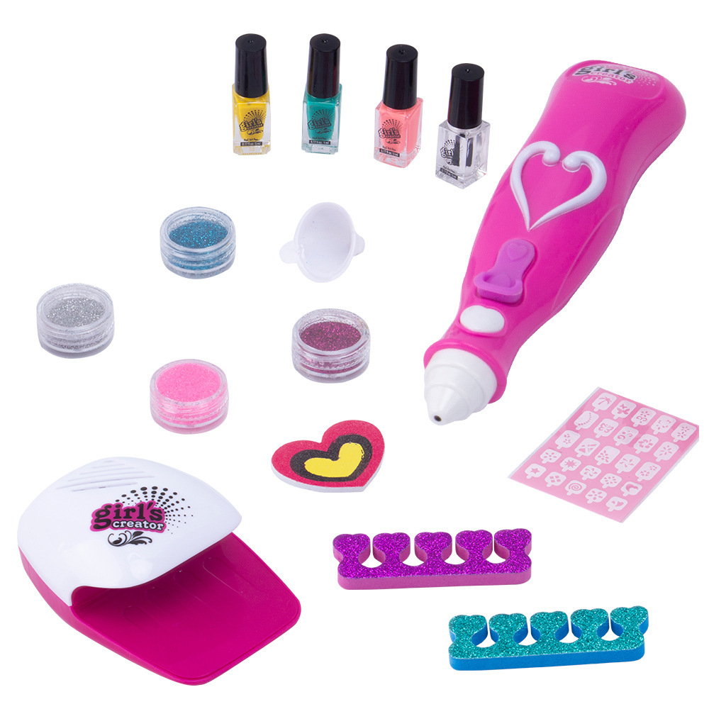 跨境儿童美甲笔套装吹风机过家家电动美甲指甲烘干机饰品彩妆玩具
