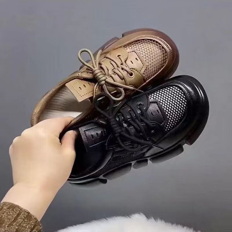 Zapatos de muffin de malla de fondo grueso para mujeres verano y otoño 2026 nuevo estilo de lazos retro redondos de moda zapatos de mujer Lefour