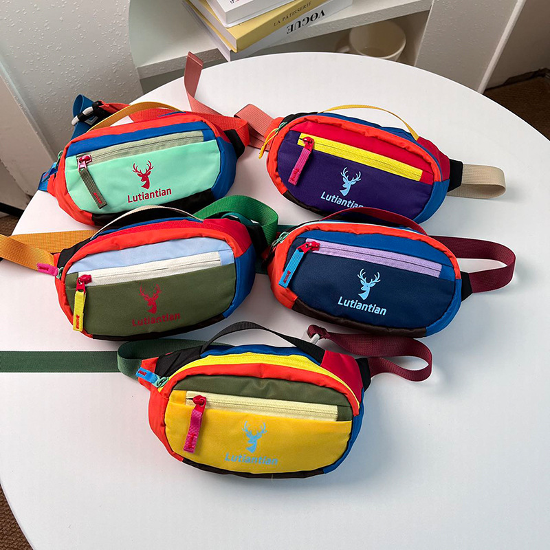 Bolsos de pecho para niños y niñas de tendencia de la moda coreana, letras de estilo occidental, lindos bolsillos de bebé de ciervo, nuevos bolsos para niños de comercio exterior