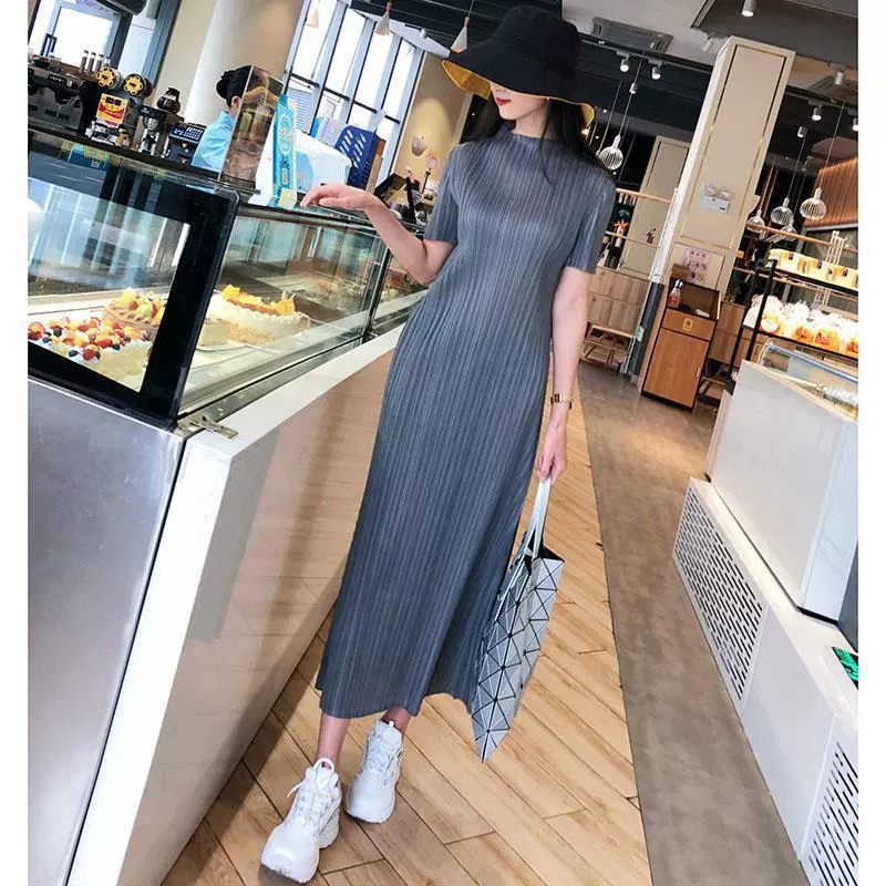 Платье-фейя Miyake с плиссировкой 2025, новинка весны и лета, длинная драпированная плиссированная юбка с небольшим стойком для женщин