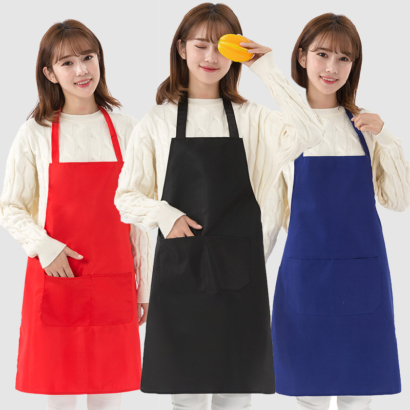 공장 직접 판매 광고 앞치마 맞춤형 방수 및 내유성 폴리에스테르 앞치마 도매 인쇄 및 자수 광고 로고 홍보 선물
