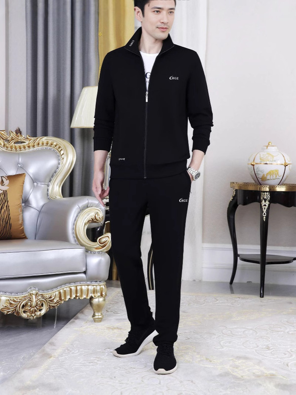 Middle-aged sports suit men's autumn and winter men's casual sportswear three-piece fleece-lined thickened brand dad outfit