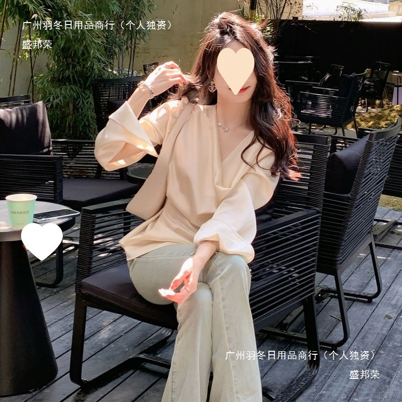 Женская рубашка с длинными рукавами в атласном стиле, весенний сезон, с драпированным воротником и галстуком, легкий и изысканный топ в стиле Шанель, европейская и американская мода.