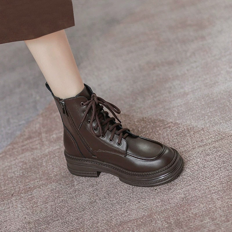 2023 Autumn/winter New Single Boot Brown Short Tube Internet Red Versatile Casual Plush Short Boots_voghion.com