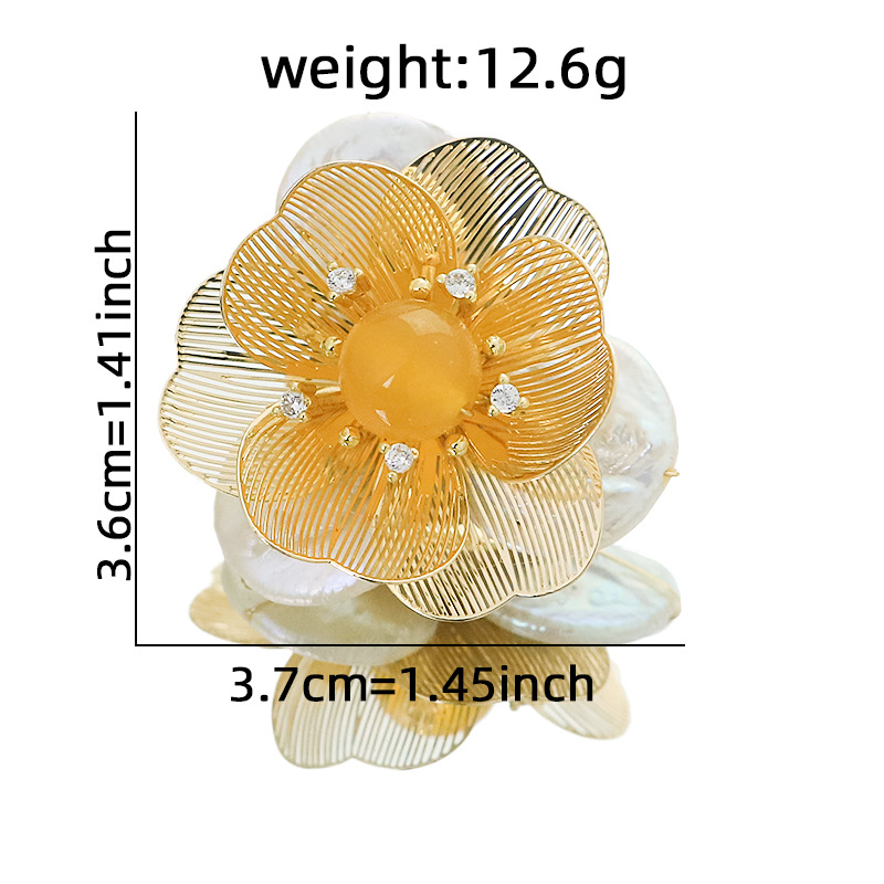 Perla barroca piedra natural broche de flores retro de alta calidad suéter abrigo flores al por mayor joyas hechas a mano image 5