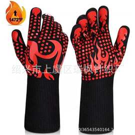 工厂现货BBQ烧烤手套硅胶 耐高温800度1472℉隔热防烫微 波炉烤箱