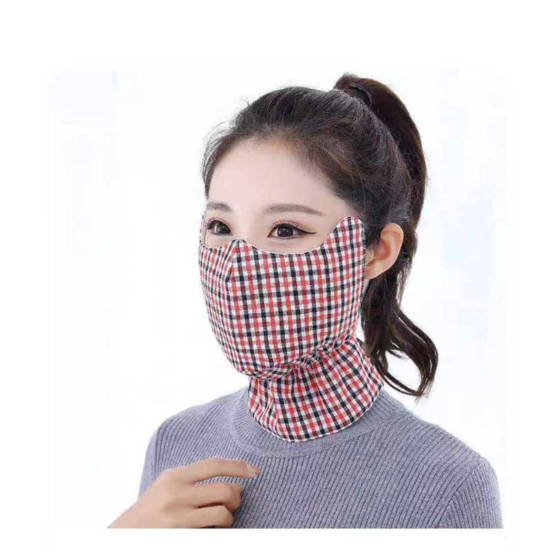 秋冬格子口罩纯棉女加大加厚骑行保暖防寒防风透气防尘面罩可水洗|undefined