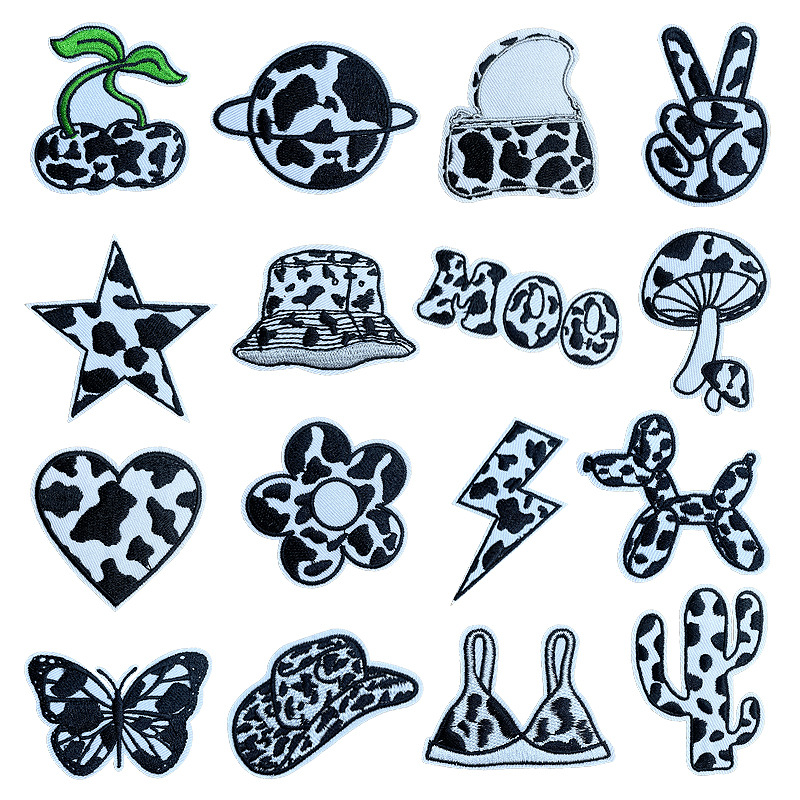 Cow embroidery cloth sticker star Patches sticker Cute dog  embroidery label