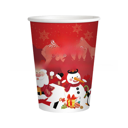 Cross-border red cartoon Santa theme holiday party decoration paper plates, cups, tablecloths, spoons, forks, tableware set