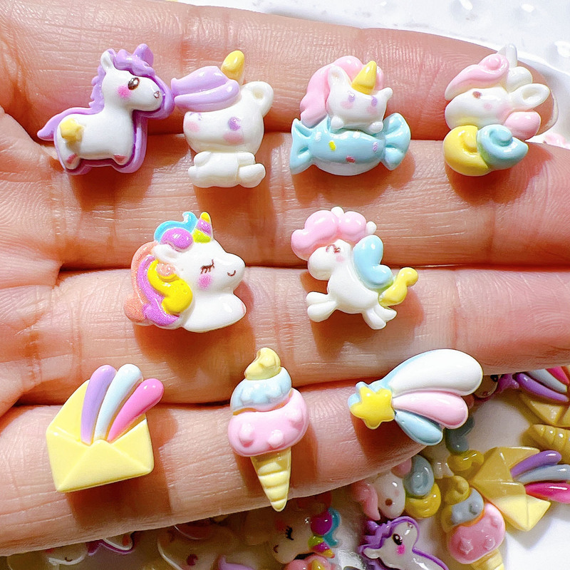 resin accessories wholesale diy accessories handmade material shoe buckle hat patch cream glue accessories mini unicorn