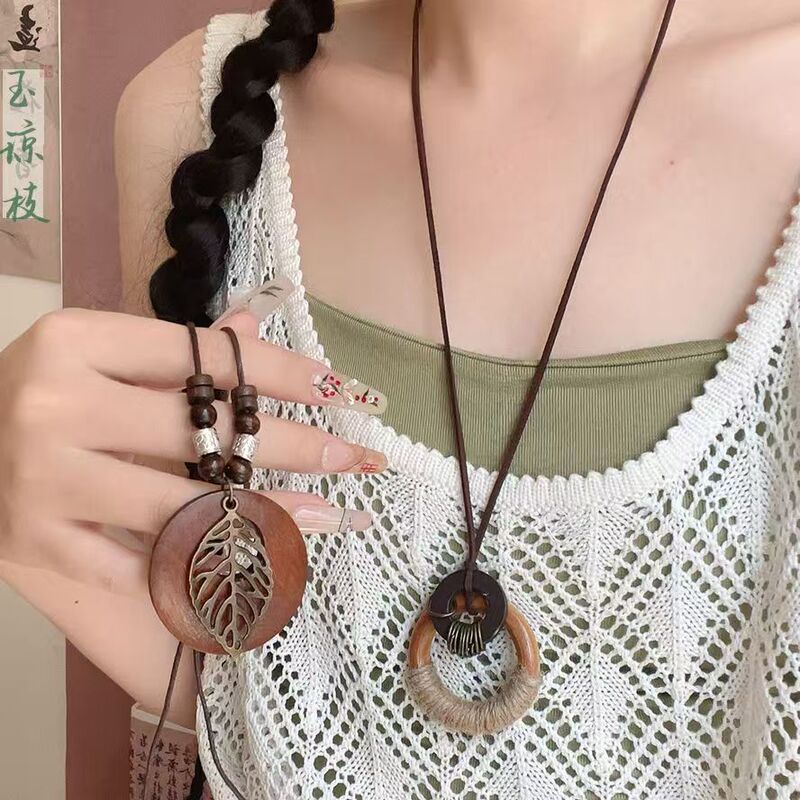 Zen Chinese Style New Chinese Retro Necklace Sweater Chain Bohemian Ethnic Style Niche Pendant Sweatshirt Chain Resin Zen Chinese Style New Chinese Retro Necklace Sweater Chain Bohemian Ethnic Style Niche Pendant Sweatshirt Chain Resin