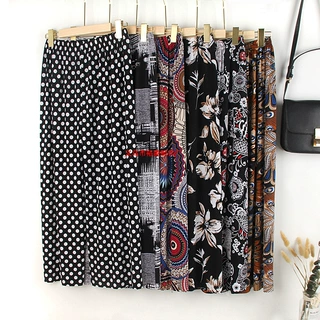 2026夏季新款中老年冰雪丝阔腿裤女士宽松大脚裤大码薄款妈妈裙裤