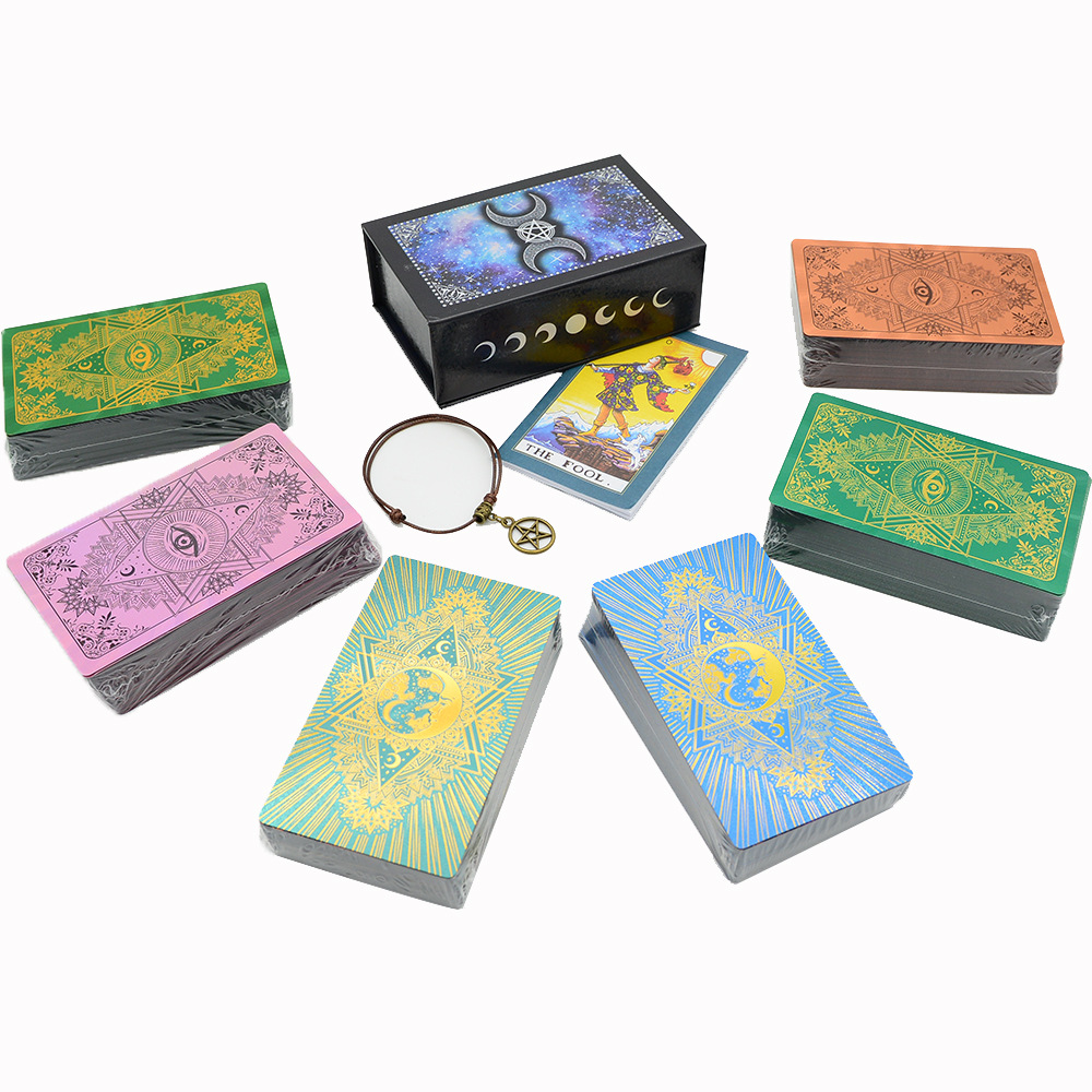 Gold Foil Tarot Cards Set Six Colour Eye Moon Board Game Cards_voghion.com