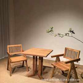 诧寂风老榆木咖啡桌餐厅方形桌子茶室茶桌多用途桌子办公室洽谈桌