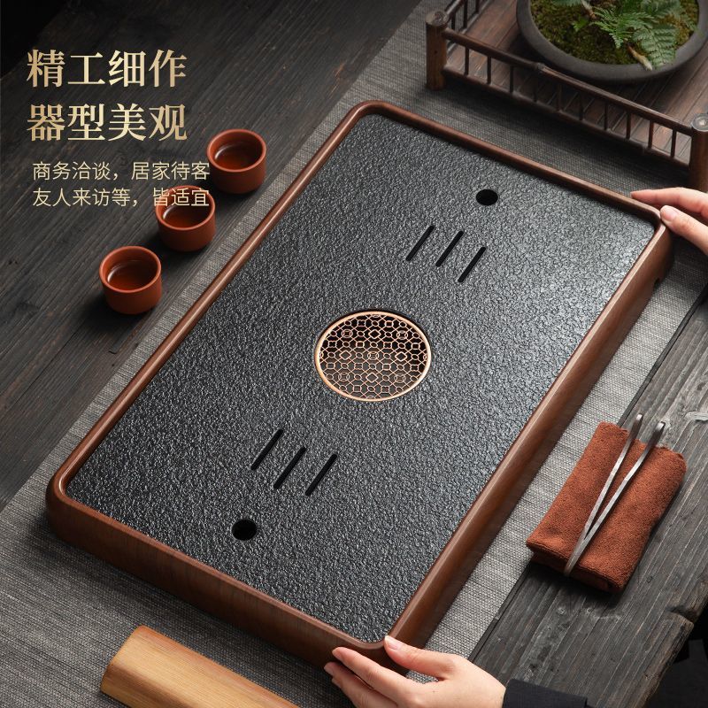 2025 nuevo estilo imitación Wujinishi bandeja de té mesa de té juego de té pequeño bandeja de drenaje mesa de burbujas secas bandeja de té para el hogar