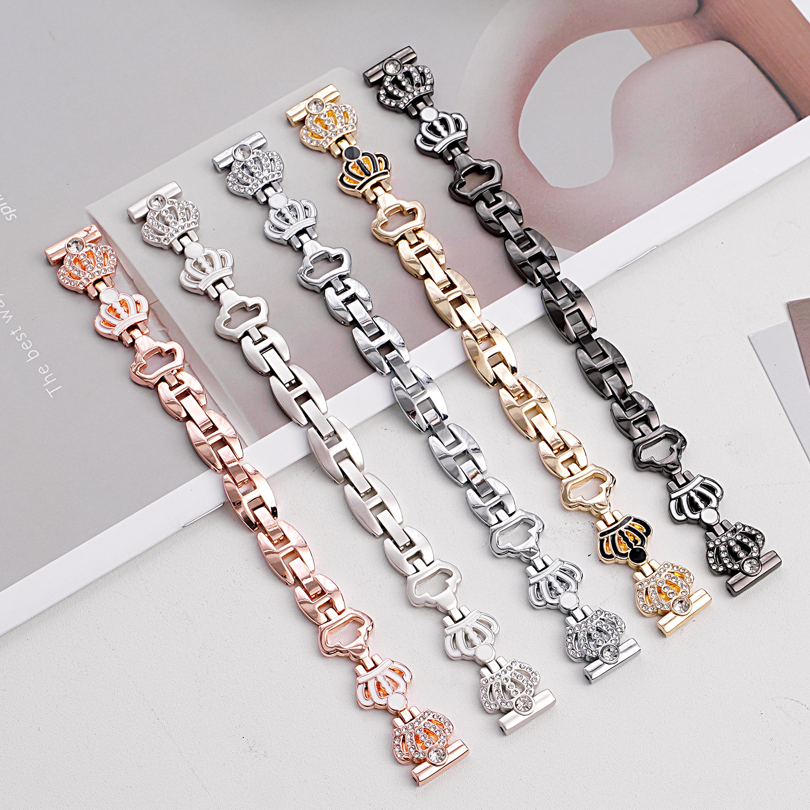 The New Model Is Suitable for Apple Watch S11 Crown Holiday Metal Diamond-Encrusted Applewatchs10 Women's Watch Strap 14mm