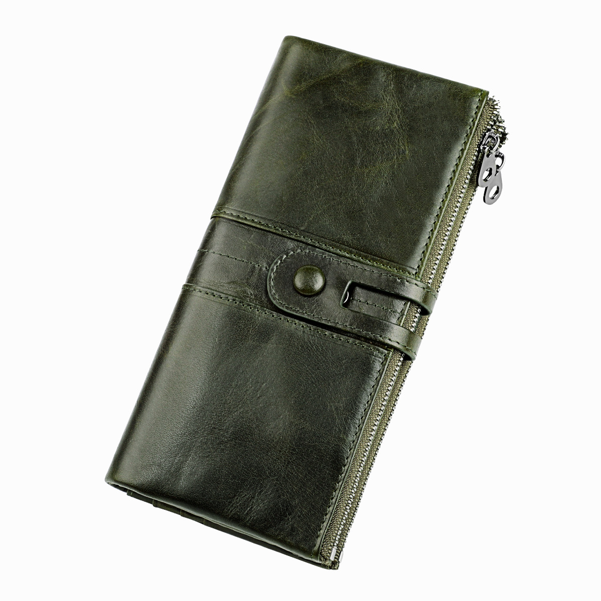 Oil wax skin RFID women's top layer cowhide three fold multifunctional long zero wallet_voghion.com