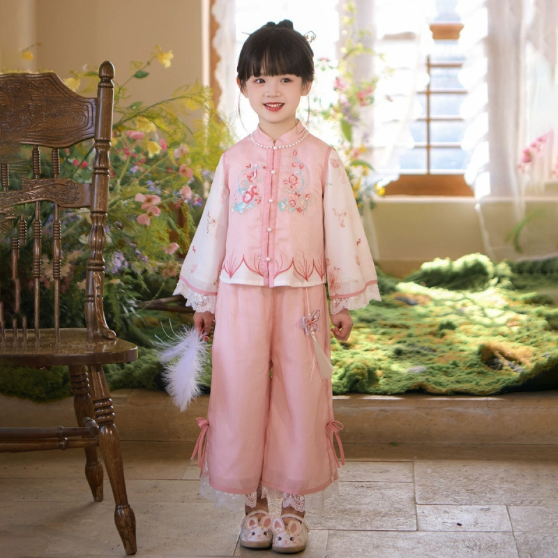 女童汉服套装2025春秋夏新款儿童日常古风新中式女孩中国风唐装|undefined