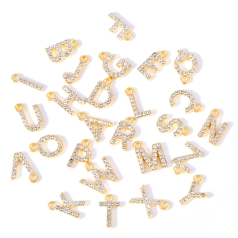 53g Weight Pendant Jewelry Making Type 13mm Jewelry Making Size Artificial Diamond Inlay Material DIY Jewelry Accessories Classification 50 PCS/Package Quantity Alloy Material Letter Pattern Plating Design Elegant, Simple Style, Streetwear Style 50 PCS/Package 13mm Alloy Artificial Diamond Letter Pendant 3