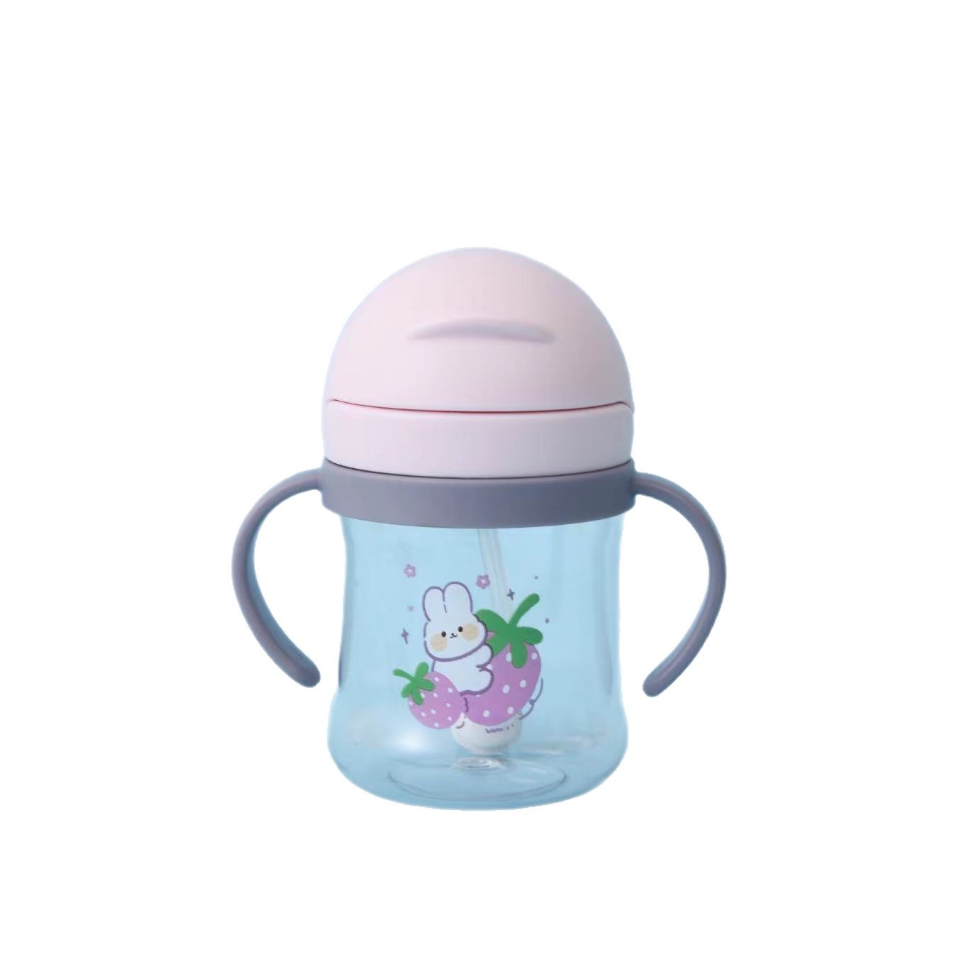 Taza de agua infantil encantadora taza de paja de plástico de dibujos animados para niños de jardín de infantes bebés taza de agua portátil resistente a la caída de verano