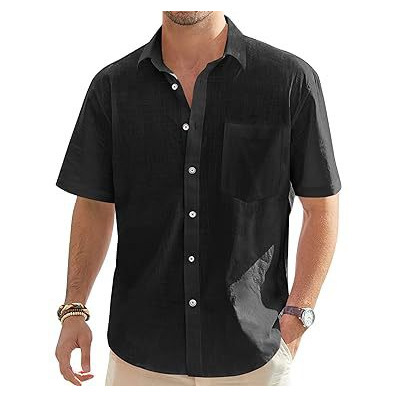 アマゾン速売通新型男性綿麻半袖シャツカジュアルボタンシャツビーチ夏上着帯|undefined