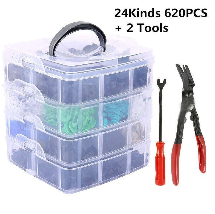 620 unids en caja hebilla nuevo 24 tipos de parachoques del coche kit de reparación de expansión tornillo hebilla HE154