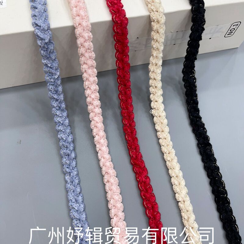 Factory Direct Sales Colorful Velvet Strips Gold Silk Intercolor Small Fragrance Ribbon Lace Accessories DIY Clothing Neckline Sleeves Door